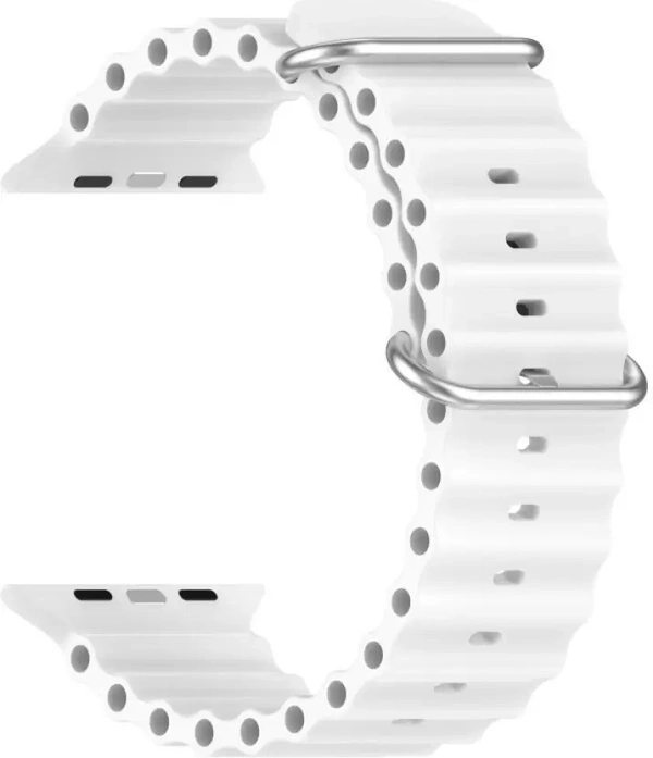 Silicone Ocean Band Compatible with ultra smart Watch Strap 38mm 40mm 41mm for iWatch Ultra SE2 SE Series 8 7 6 5 4 3 2 1 iWatch Strapband for Men Women Smart Watch Strap  (White)