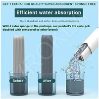 Mini Mop for Kitchen with 2 Sponges Portable Mini Mop Self Squeeze Strong Absorbent Magic Wiper for Kitchen Small Sponge Mop Self Squeezing Wet & Dry Use for Bathroom Wall Glass Car Table Home