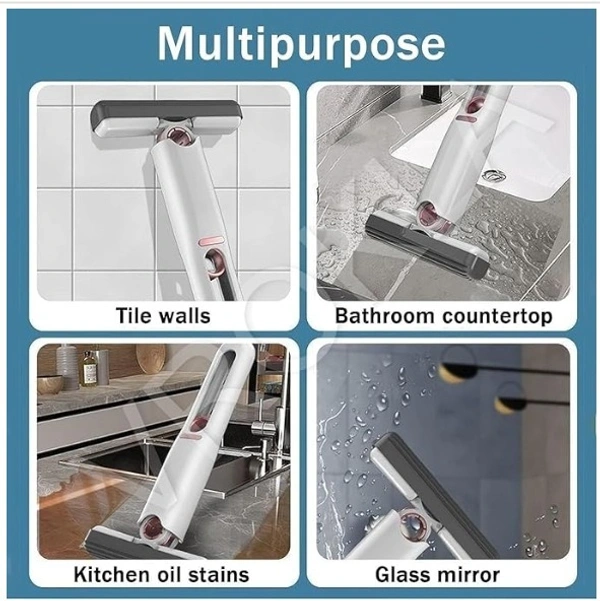 Mini Mop for Kitchen with 2 Sponges Portable Mini Mop Self Squeeze Strong Absorbent Magic Wiper for Kitchen Small Sponge Mop Self Squeezing Wet & Dry Use for Bathroom Wall Glass Car Table Home