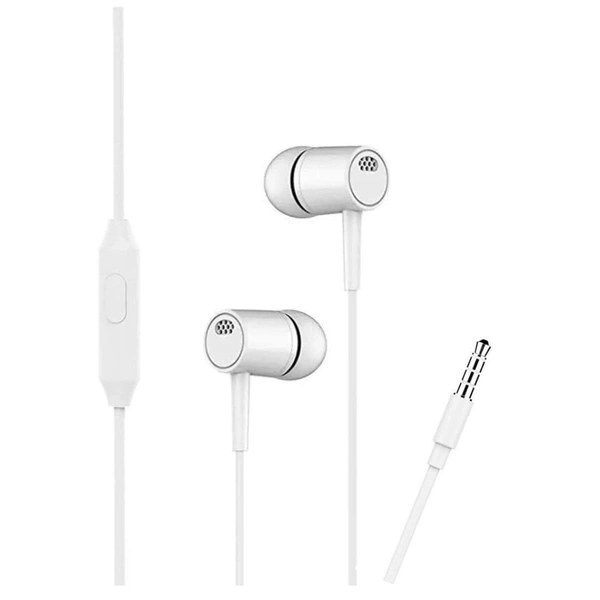 VNP Wired in Ear Earphone White, Handsfree, Headphone, Earbuds with Mic & Button for Music & Call Control Connect with All Android Phones