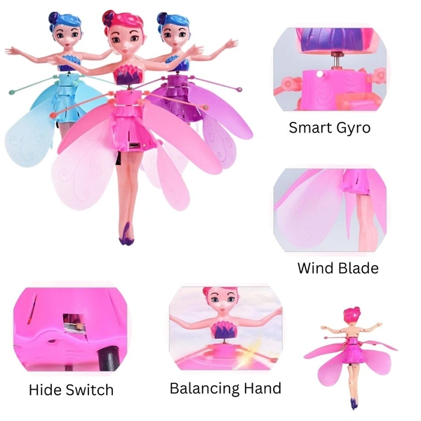 Magical Flying Fairy Doll, Hand Sensor Control, USB Powered Magic Flying Fairy, Sky Dancers Flying Toy, Rainbow Glitter Flying Princess Doll Indoor, Fairy Doll for Girls Boys (Random Color) PrincessFairyDolls