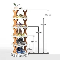 6 Layer Shoe Rack Stackable Shoe Storage Organizer Plastic Adjustable Folding Shoe Slots Organizer Storage Organizer Easy Clean Shoe Tower.