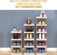 6 Layer Shoe Rack Stackable Shoe Storage Organizer Plastic Adjustable Folding Shoe Slots Organizer Storage Organizer Easy Clean Shoe Tower.
