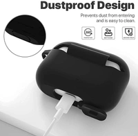 AirPods Pro Case, Soft Silicone Skin Case Cover Shock-Absorbing Protective Case with Keychain Compatible with AirPods Pro (Black)