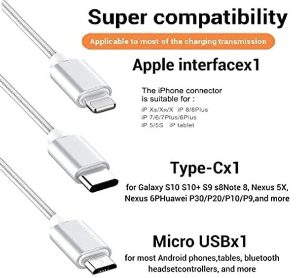 3 in 1 charging cable multi charging cable for charger (3 IN 1 FAST CHARGING CABLE)