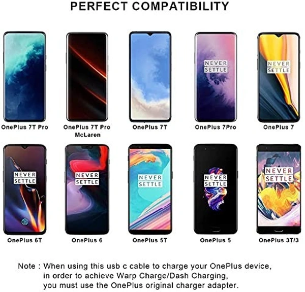 Dash Charging Type c Charger Cable Compatible for One Plus 8T /8 /8pro /7 Pro / 7T / 7T Pro Nord and Dash Charge for One Plus 3 / 3T / 5 / 5T / 6 / 6T / 7(1 M, Red)
