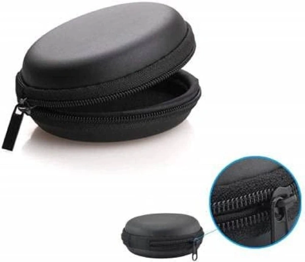 Earphone Headphone Case Pouch Cover Carrying Case for Earphones, Headset, Pen Drives, SD Cards, All Mobile Accessories (Black) (Pack of 1