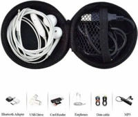 Earphone Headphone Case Pouch Cover Carrying Case for Earphones, Headset, Pen Drives, SD Cards, All Mobile Accessories (Black) (Pack of 1