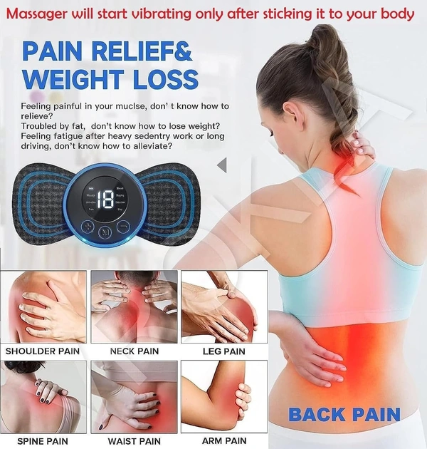 Body Massager Machine for Pain Relief Wireless Massager 8 Mode & 19 Strength Level EMS Massager Mini Massager Butterfly Massager for Shoulder Legs Massage Neck Massager Mini Back Massager