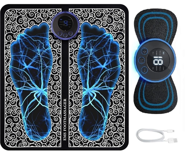 Mini Massage Machine mini massager portable rechargeable full body massager for pain relief with 8 Mode Ems neck cervical massager (FOOT-MASSAGER-COMBO-1) (FOOT MASSAGER)