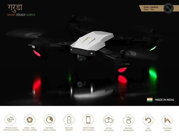 Foldable GPS FPV Drone with 1080P HD 4K Camera Live Video for Beginners, RC Quadcopter with GPS Return Home, Follow, Gesture Control, Auto Hover & 5G WiFi Transmission - Multicolor