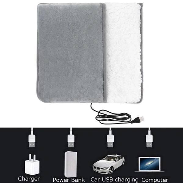 Winter USB Electric Foot Warmer & Massage Heating Pad - Soft Flannel Foot Heater