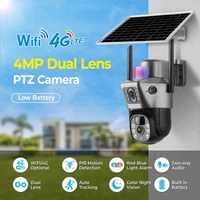 Full HD 4MP Wireless Solar PTZ Camera | Intelligent Solar & 4G LTE Network | Dual Cameras Outdoor Security V380