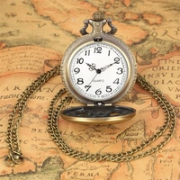 Vintage Bronze Paris Quartz Pocket Watch Necklace Pendant | Men & Women Gifts | Classic Pocket Clock