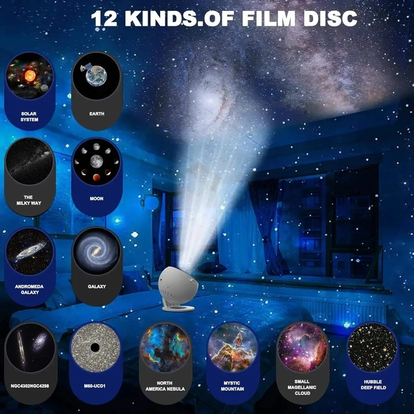 Film Planetarium Galaxy 13-in-1 Projector Rotating Nebula Projector Lamp Timing Starry Night Light Children's Bedroom Decoration
