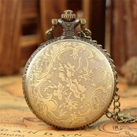 Vintage Bronze Paris Quartz Pocket Watch Necklace Pendant | Men & Women Gifts | Classic Pocket Clock