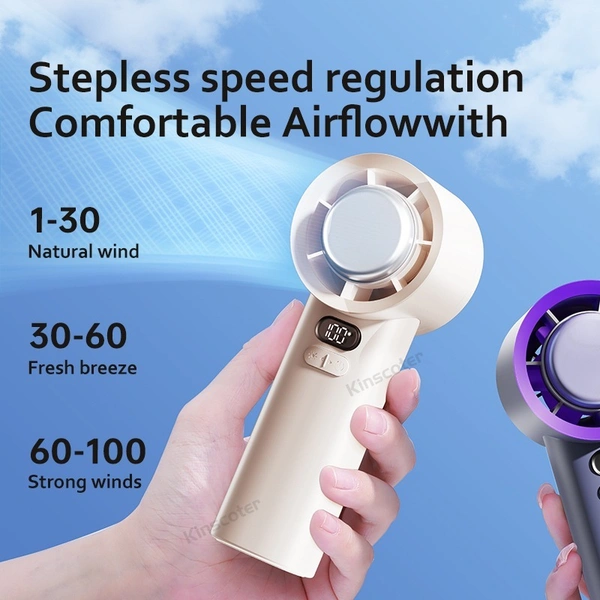 High-Speed Rechargeable Air Circular Ice Fan – 3600mAh Handheld Electric Turbo Fan for Outdoor Use Cooling Handheld Fan