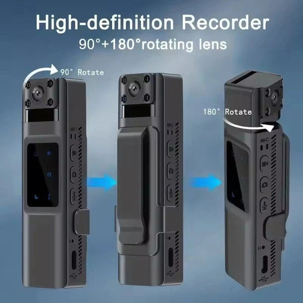 1080P HD Body-Worn Camera with Night Vision | 8-Hour Law Enforcement Recorder, Portable Cam with Rotatable Lens