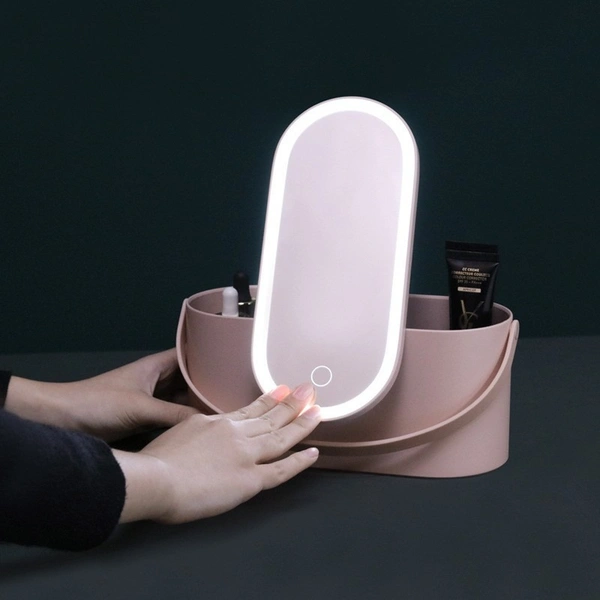hollywood vanity mirror with makeup holder makeup storage box with led light mirror portable