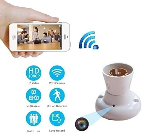 Sky Hub 4K WiFi Bulb Holder Spy Camera | Hidden Dome CCTV | Motion Detection | Night Vision | 24x7 Monitoring