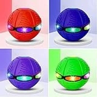 Flying DIsc Magic Ball Soccer Ball Frisbee Deformation UFO Football Flat Throw Disc with LED Light Outdoor Toys for 6 + Years Old Boys and Girls