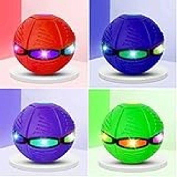 Flying DIsc Magic Ball Soccer Ball Frisbee Deformation UFO Football Flat Throw Disc with LED Light Outdoor Toys for 6 + Years Old Boys and Girls