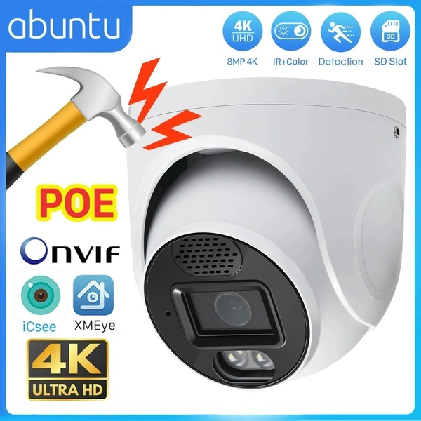 8MP 4K 2.8mm Wide Angle POE IP Surveillance Camera Night Vision Metal Vandal-proof NVR Security System