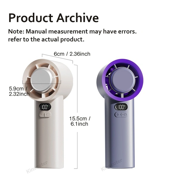 High-Speed Rechargeable Air Circular Ice Fan – 3600mAh Handheld Electric Turbo Fan for Outdoor Use Cooling Handheld Fan
