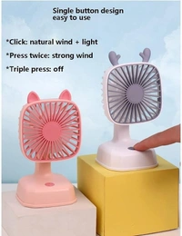 Desktop Fan, USB Fan, Desk Fan, Portable Fan, Silent, 7 Blades, Mini Fan, Small Fan, Strong Wind, Quiet Operation, For Home Office and Bedroom, Desk Fan, Cute, Animal Ears, Adjustable Angle, Small