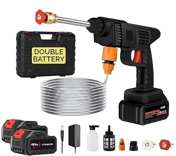 Car Washer Gun | Portable Pressure Cleaner for Car, Bike, Home & Garden Cordless High-Pressure ( 48V Double Battery )