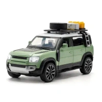 BIG SIZE DEFENDER CAMPING 1:24 DIECAST METAL PULLBACK TOY CAR WITH OPENABLE DOORS & LIGHT