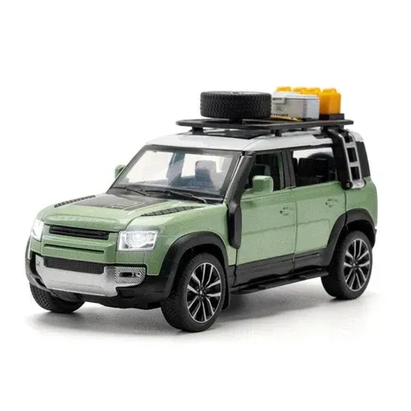 BIG SIZE DEFENDER CAMPING 1:24 DIECAST METAL PULLBACK TOY CAR WITH OPENABLE DOORS & LIGHT