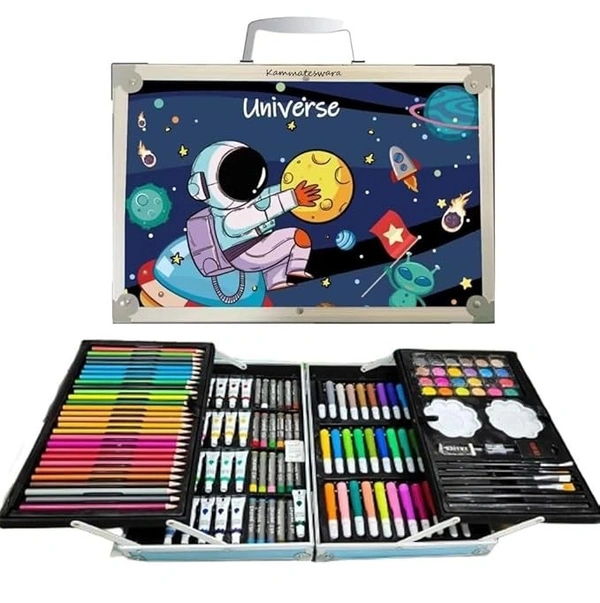 145-Piece Non-Toxic Watercolor & Coloring Box – Complete Drawing & Painting Kit for Kids & Beginners