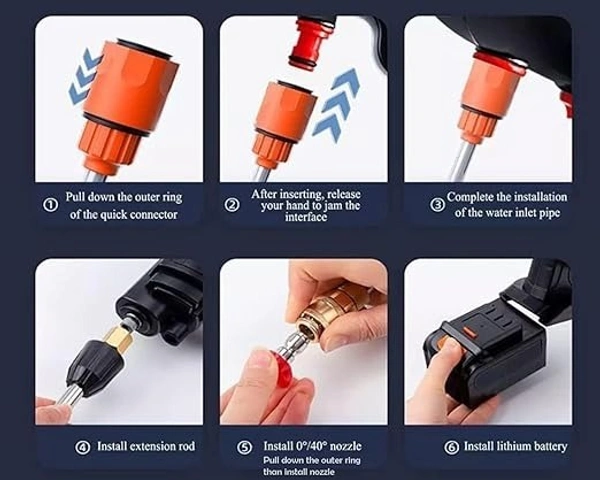Car Washer Gun | Portable Pressure Cleaner for Car, Bike, Home & Garden Cordless High-Pressure ( 48V Double Battery )
