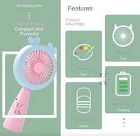 KIRATIVEYOU Mini Portable Fan, Built-in USB Rechargeable Battery Operated, Personal Hand Fan with LED Night Light, Cute Design, Handheld Fan for Travel, Makeup, Girl, Women, Kids, Baby