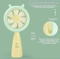 KIRATIVEYOU Mini Portable Fan, Built-in USB Rechargeable Battery Operated, Personal Hand Fan with LED Night Light, Cute Design, Handheld Fan for Travel, Makeup, Girl, Women, Kids, Baby