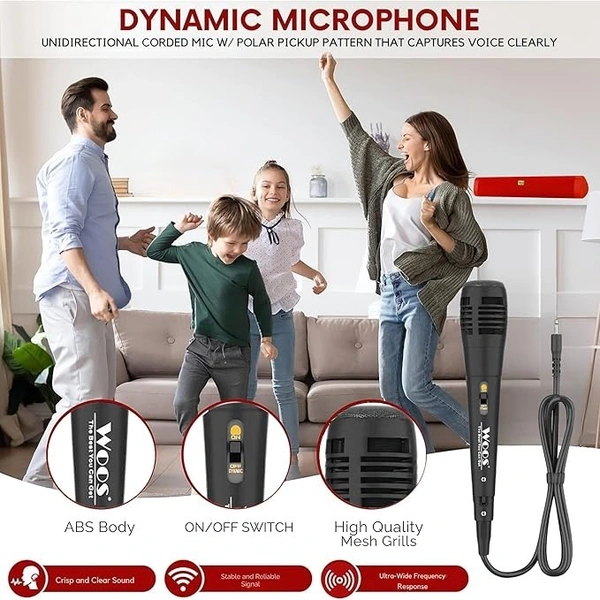 WOOS Portable Bluetooth Soundbar | Rechargeable Speaker with FM, USB, TF Card, AUX & Wired Mic Support