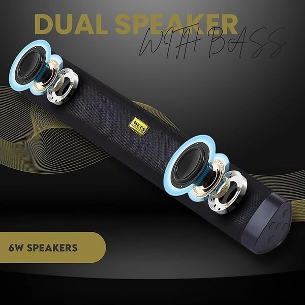 WOOS Portable Bluetooth Soundbar | Rechargeable Speaker with FM, USB, TF Card, AUX & Wired Mic Support