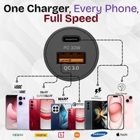 AVYUKTA 100W Super Fast Car Charger (PD 30W + QC 4.0 Dual Port) – 6-Month Warranty