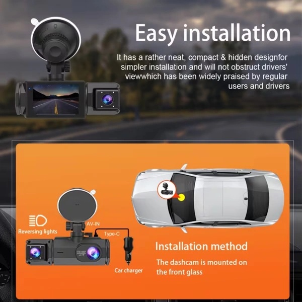 AVYUKTA S-2 ULTRA 3-Lens Dash Cam | Full HD | Front, Rear & Cabin | Night Vision | Wi-Fi App Control with mic