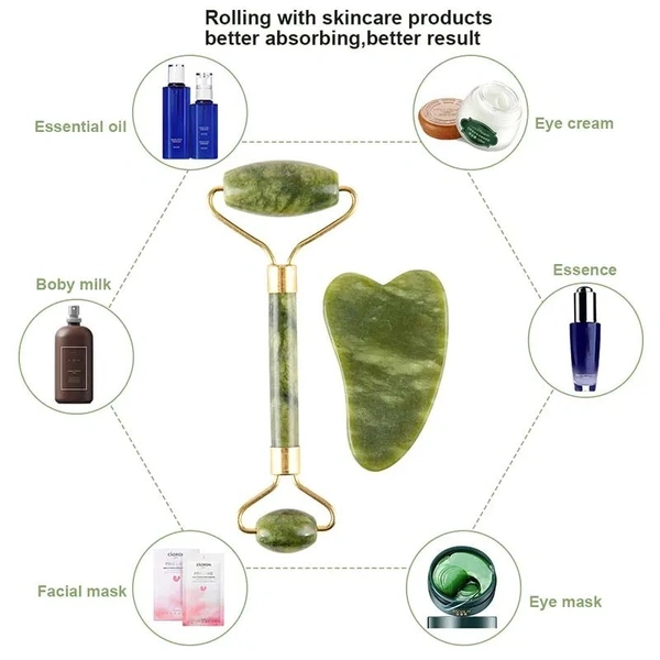 Jade Double Headed Roller or Facial Massage Roller