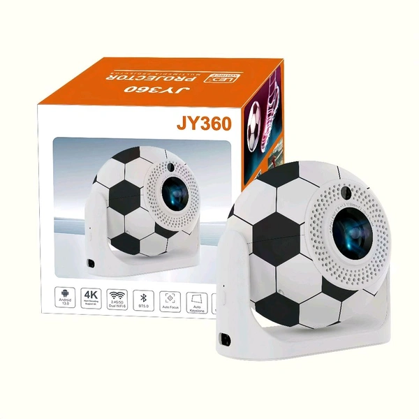Football Projector JY360 Mini Ball Smart Projector Auto Focus 4/5G Wifi 1+8GB Android 13 Multimedia Portable Home Pocket Projector for World Cup