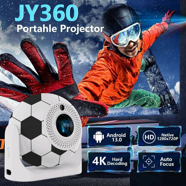 Football Projector JY360 Mini Ball Smart Projector Auto Focus 4/5G Wifi 1+8GB Android 13 Multimedia Portable Home Pocket Projector for World Cup