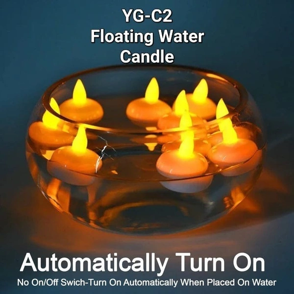 YG-C2 Floating Water Candle Automatically Turn On No On/Off Swich-Turn On Automatically When Placed On Water (1 QTY)