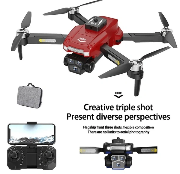 JS2 Brushless Motor Remote Control Drone ESC 8K WiFi FPV 3 Cameras 4-Side Obstacle Avoidance Optical Flow Height Setting Remote