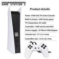 New TV Game Console 8 Bit Game Box With 200 Classic AV Output GS5 Retro Video Mini Game Station With Dual Wired Controllers ps5