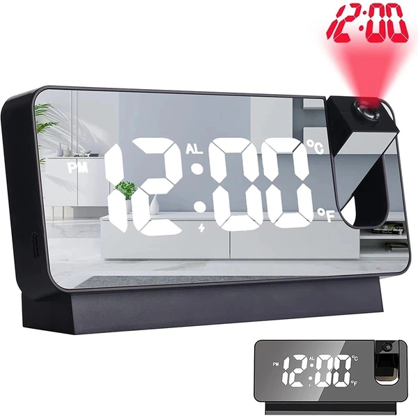 LED Digital Projection Alarm Clock – 180° Time Projection, Snooze Function & Dual Alarm