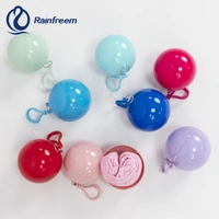 Portable Disposable Waterproof Compression Poncho Raincoat in Keychain Printed Pocket Balls for Adults Kids