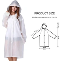 Waterproof EVA Raincoat Transparent Long Size Adult Raincoat Reusable Portable Outdoor Hiking Raincoat