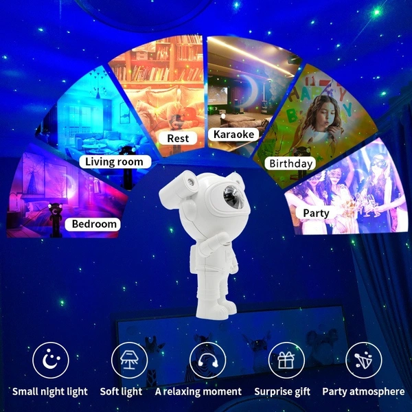 Galaxy Star Lamp with Speaker Nebula Astronaut Lamp for Kids Starry Moon Light Night Lamp